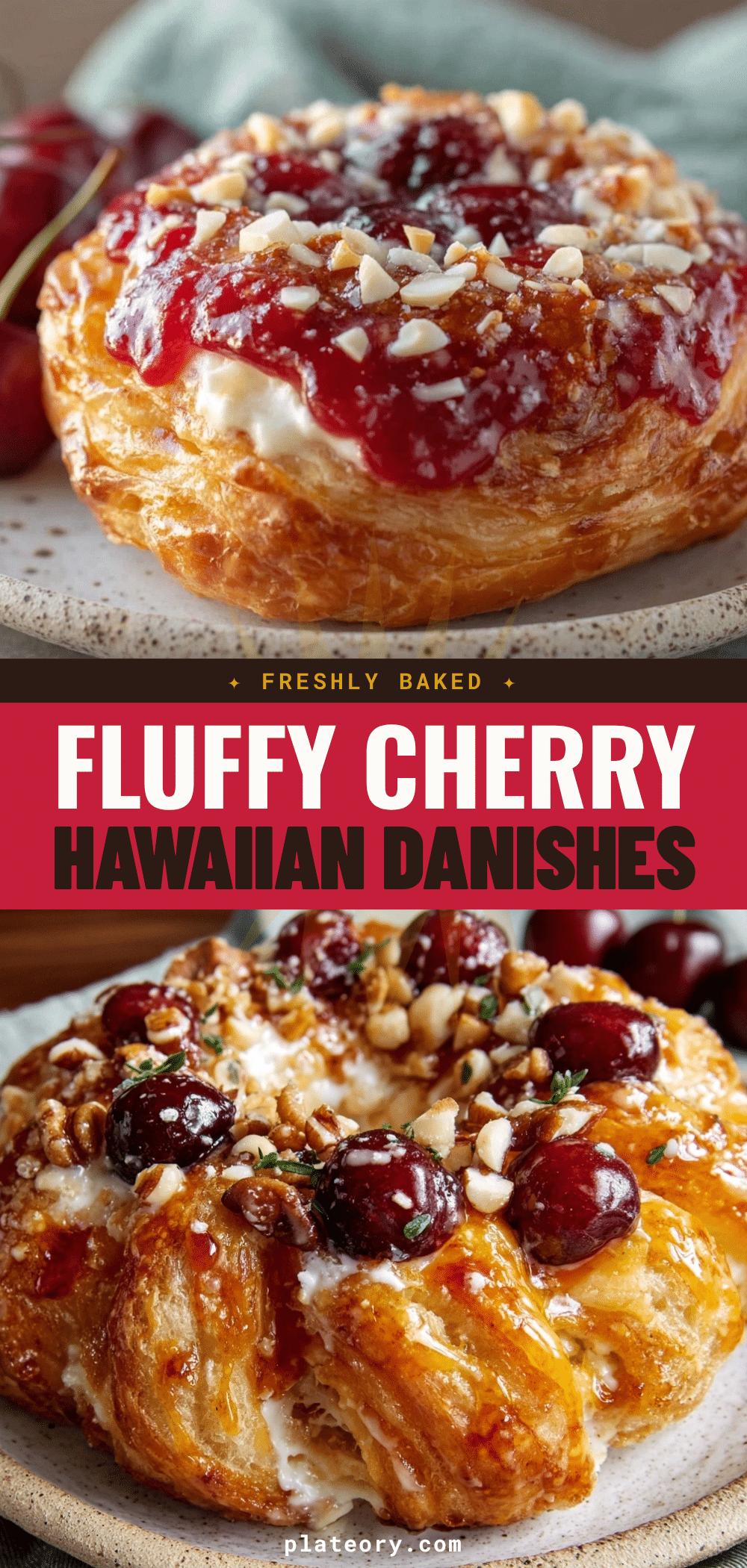 creamy cherry Hawaiian danishes recipe
